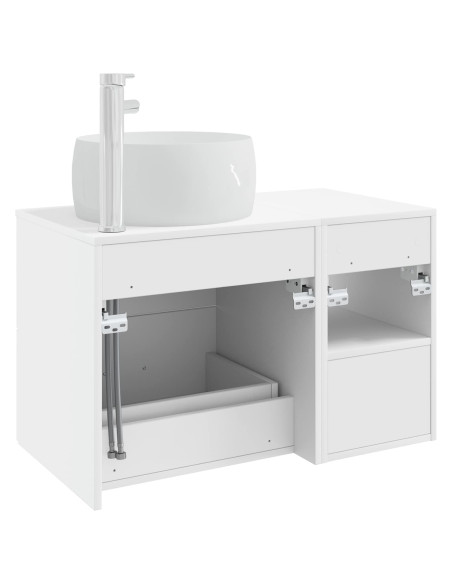 Set di mobili per il bagno 2 pcs Bianco Legno ingegnerizzato