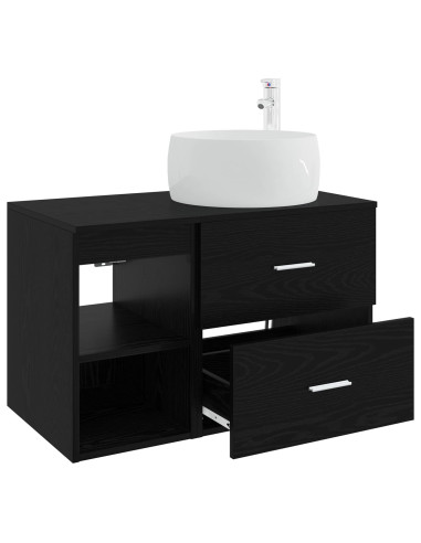 Set di mobili per il bagno 2 pcs Rovere Nero
