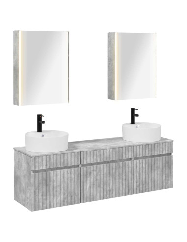 Set di Armadi da Bagno 5 pcs Grigio Cemento 53 x 15,5 x 70 cm