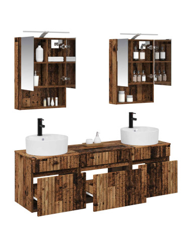 Set di Armadi da Bagno 5 pcs Legno antico Legno ingegnerizzato