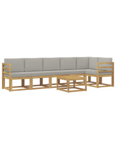 Set di divani da esterno 7 pcs Bianco e Grigio Chiaro 2
