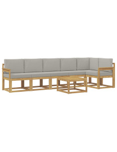 Set di divani da esterno 7 pcs Bianco e Grigio Chiaro 2