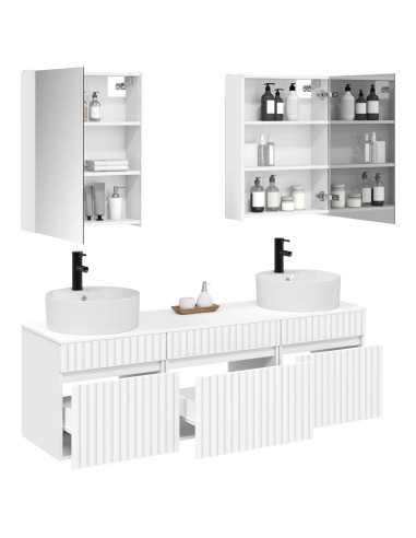 Set di Armadi da Bagno 5 pcs Bianco 53 x 15,5 x 70 cm