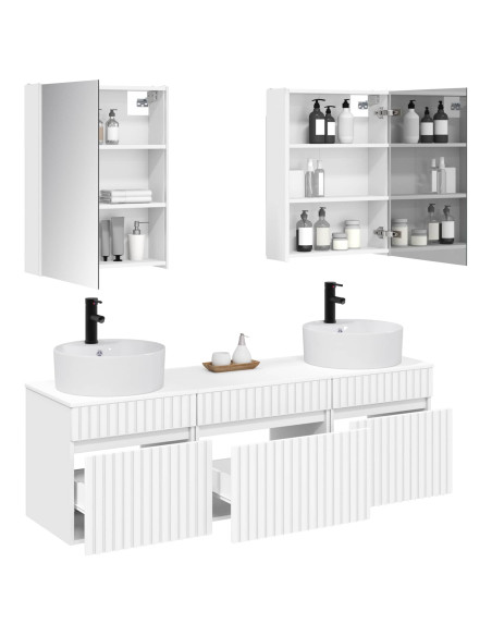 Set di Armadi da Bagno 5 pcs Bianco 53 x 15,5 x 70 cm
