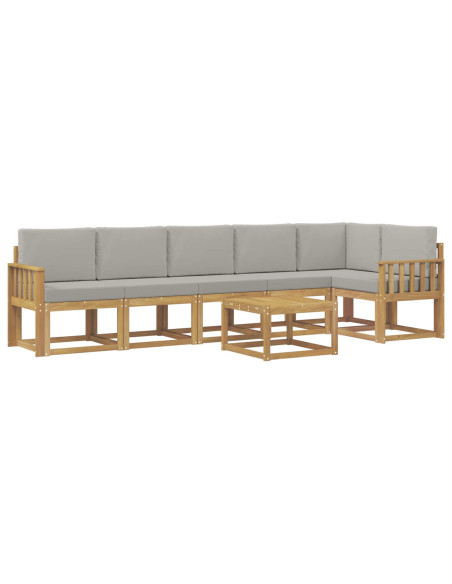 Set di divani da esterno 7 pcs Bianco e Grigio Chiaro