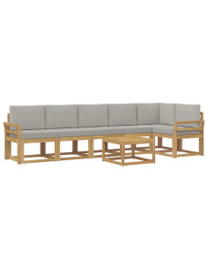 Set di divani da esterno 7 pcs Bianco e Grigio Chiaro 2