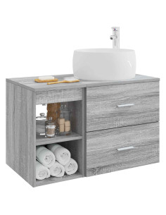 Set di mobili per il bagno 2 pcs Sonoma grigio 2