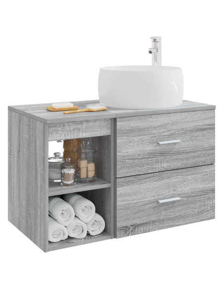 Set di mobili per il bagno 2 pcs Sonoma grigio