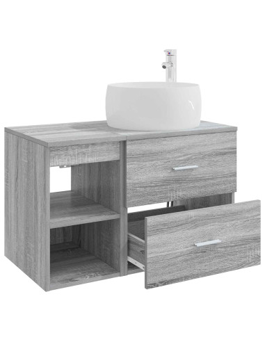 Set di mobili per il bagno 2 pcs Sonoma grigio