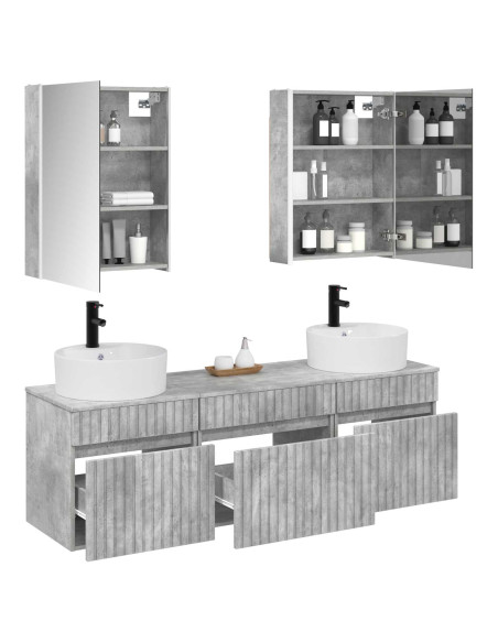 Set di Armadi da Bagno 5 pcs Grigio Cemento 53 x 15,5 x 70 cm