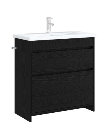 Mobiletto da Bagno Sotto Lavabo Rovere Nero 78,5 x 37,5 x 81 cm