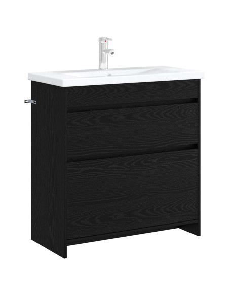 Mobiletto da Bagno Sotto Lavabo Rovere Nero 78,5 x 37,5 x 81 cm