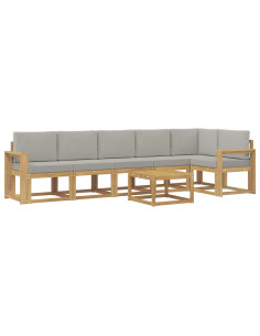 Set di divani da esterno 7 pcs Bianco e Grigio Chiaro 2