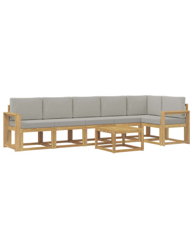 Set di divani da esterno 7 pcs Bianco e Grigio Chiaro