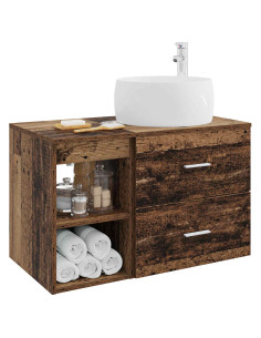 Set di mobili per il bagno 2 pcs Legno antico 2