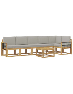 Set di divani da esterno 7 pcs Bianco e Grigio Chiaro 2