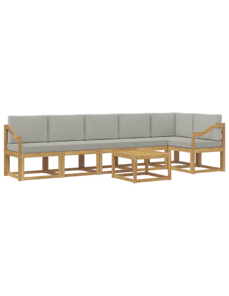 Set di divani da esterno 7 pcs Bianco e Grigio Chiaro