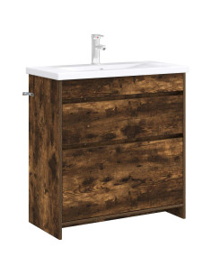 Mobiletto da Bagno Sotto Lavabo Rovere Fumo 78,5 x 37,5 x 81 cm 2