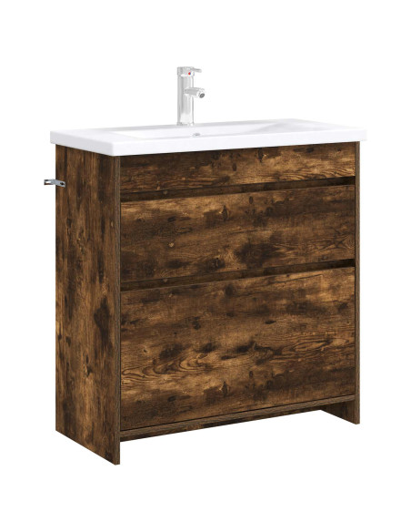 Mobiletto da Bagno Sotto Lavabo Rovere Fumo 78,5 x 37,5 x 81 cm