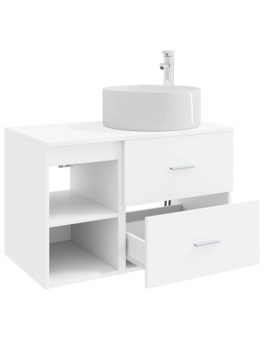 Set di mobili per il bagno 2 pcs Bianco Legno ingegnerizzato