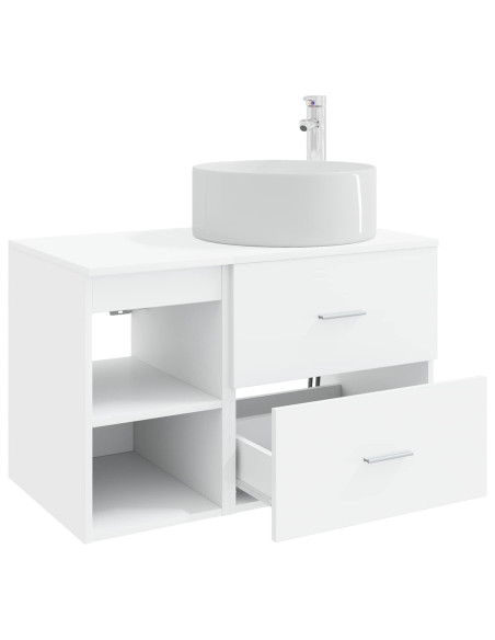 Set di mobili per il bagno 2 pcs Bianco Legno ingegnerizzato