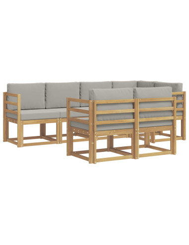 Set di divani da esterno 7 pcs Bianco e Grigio Chiaro