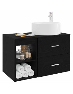 Set di mobili per il bagno 2 pcs Rovere Nero 2