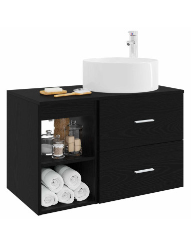 Set di mobili per il bagno 2 pcs Rovere Nero