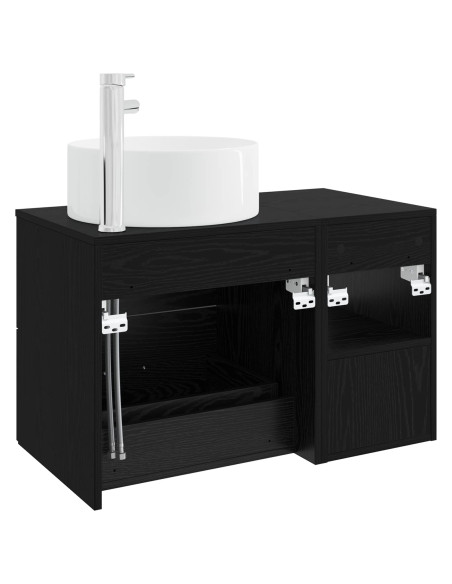 Set di mobili per il bagno 2 pcs Rovere Nero
