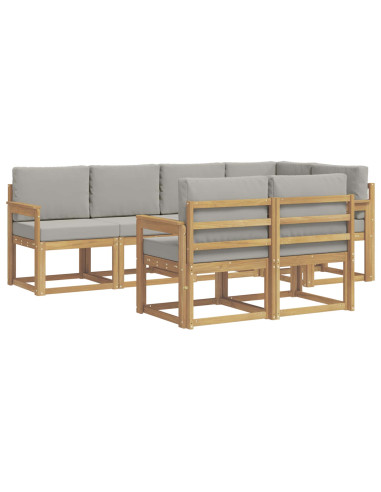 Set di divani da esterno 7 pcs Bianco e Grigio Chiaro