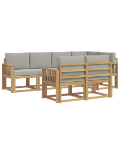 Set di divani da esterno 7 pcs Bianco e Grigio Chiaro 2