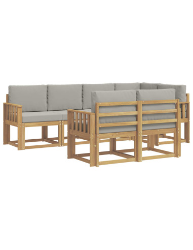 Set di divani da esterno 7 pcs Bianco e Grigio Chiaro