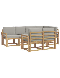 Set di divani da esterno 7 pcs Bianco e Grigio Chiaro 2