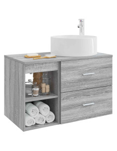 Set di mobili per il bagno 2 pcs Sonoma grigio 2