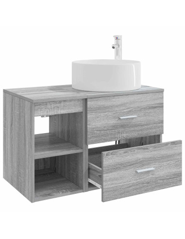 Set di mobili per il bagno 2 pcs Sonoma grigio