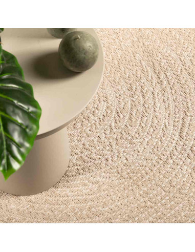 Tappeto ZIZUR Beige Ø 120cm Aspetto Iuta per Interni ed Esterni