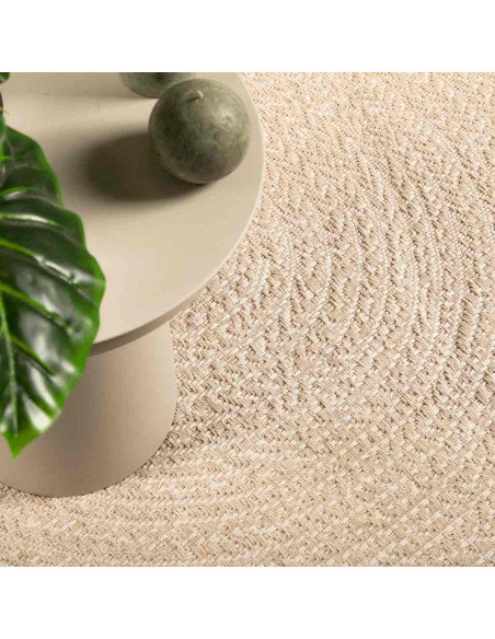 Tappeto ZIZUR Beige Ø 120cm Aspetto Iuta per Interni ed Esterni