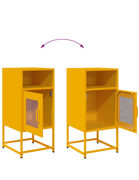 Comodino Giallo Senape 36x39x78 cm in Acciaio Laminato a Freddo