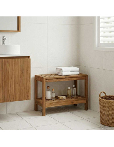 Tavolino da Bagno Naturale 60 x 30 x 45 cm Legno di teak solido