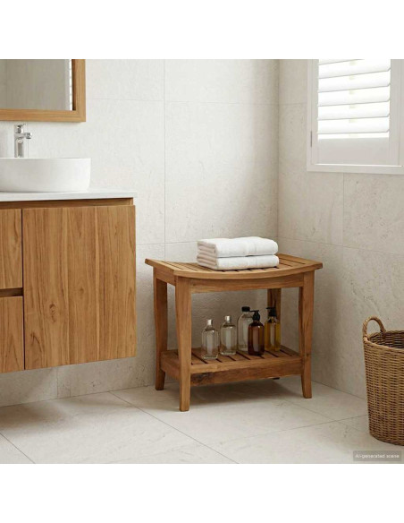 Tavolo Laterale da Bagno Naturale 50 x 35 x 45 cm