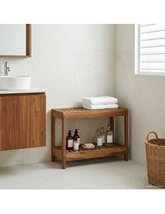 Tavolo Laterale da Bagno Naturale 60 x 30 x 45 cm