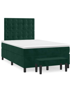 Giroletto a Molle con Materasso Verde Scuro 120x200 cm Velluto