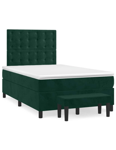 Giroletto a Molle con Materasso Verde Scuro 120x200 cm Velluto