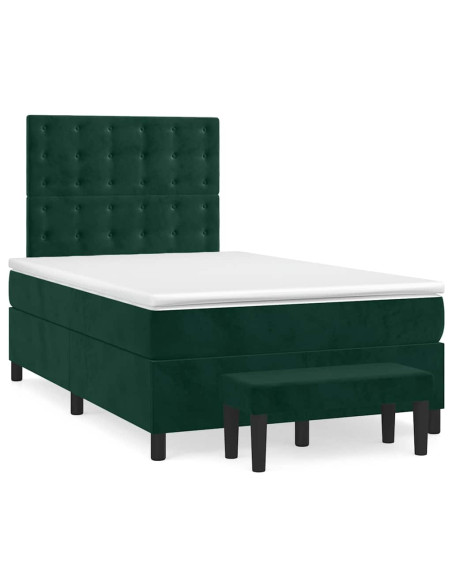 Giroletto a Molle con Materasso Verde Scuro 120x200 cm Velluto