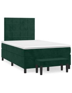 Giroletto a Molle con Materasso Verde Scuro 120x200 cm Velluto