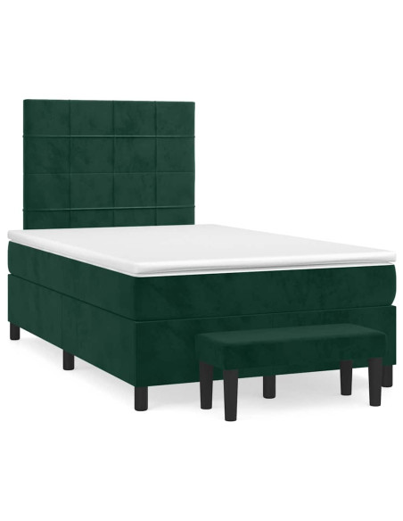 Giroletto a Molle con Materasso Verde Scuro 120x200 cm Velluto