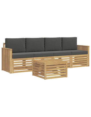 Set di divani da esterno 5 pcs Bianco e Antracite Poliestere