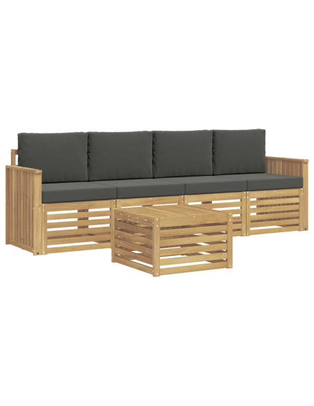 Set di divani da esterno 5 pcs Bianco e Antracite Poliestere