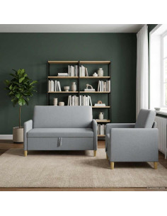 Set di Divani con Storage 2 pcs Grigio Chiaro Poliestere