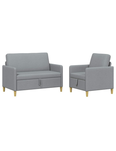 Set di Divani con Storage 2 pcs Grigio Chiaro Poliestere